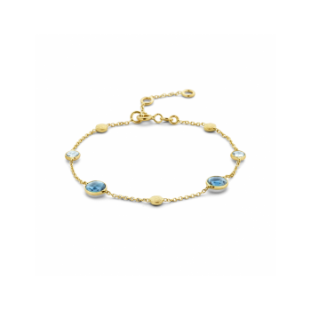 14krt gouden armband london blue en blauw topaas en rondjes 16 - 17,5 - 19 cm - 618542