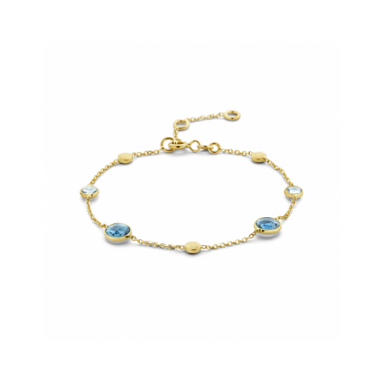 14krt gouden armband london blue en blauw topaas en rondjes 16 - 17,5 - 19 cm - 618542