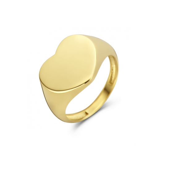 14krt gouden ring graveer hart (S400) - 619045