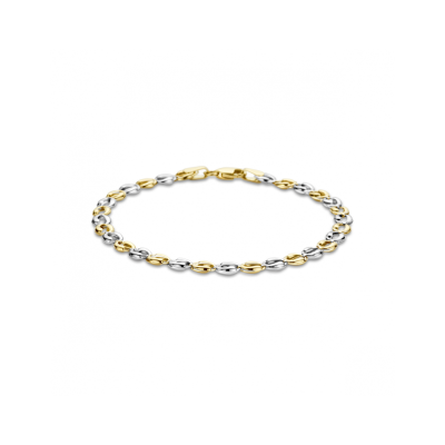 14krt bicolor gouden armband 19cm 4.5mm - 621268 14krt bicolor gouden armband 19cm 4.5mm - 621268