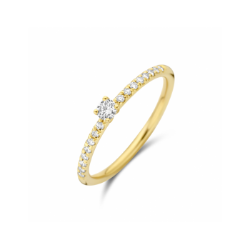 14krt gouden solitairring met diamant 0.25ct H SI (S022) - 619048