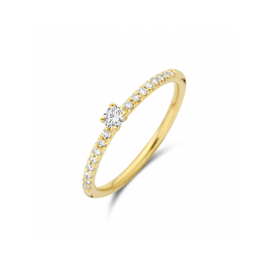 14krt gouden solitairring met diamant 0.25ct H SI (S022) - 619048