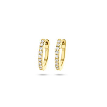 14krt gouden creolen met diamant 2x 0.03ct H SI - 620333
