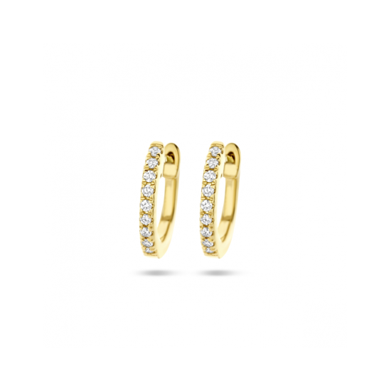 14krt gouden creolen met diamant 2x 0.03ct H SI - 620333