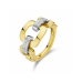 14krt bicolor gouden ring schakel met diamant 0.11ct H SI (S965) - 619081