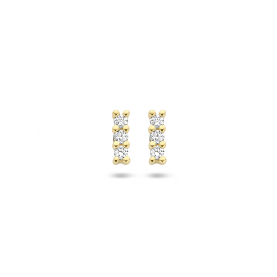 14krt gouden oorknoppen met diamant 2x 0.025ct H P1 - 620334