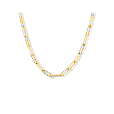 zilveren collier paperclip vierkante buis 3mm 41 + 4 cm 3 micron verguld - 621244