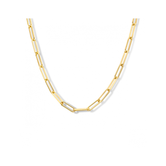 zilveren collier paperclip vierkante buis 3mm 41 + 4 cm 3 micron verguld - 621244