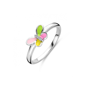 ZIlveren ring vlinder zirkonia emaille - 621016