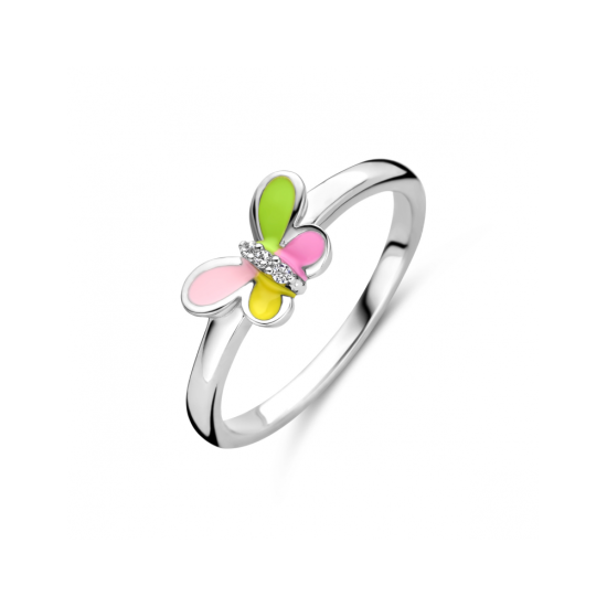 ZIlveren ring vlinder zirkonia emaille - 621016