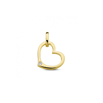 14krt gouden hanger hart en diamant 0.01ct H P - 620345
