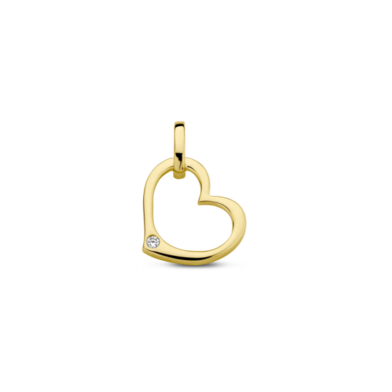 14krt gouden hanger hart en diamant 0.01ct H P - 620345