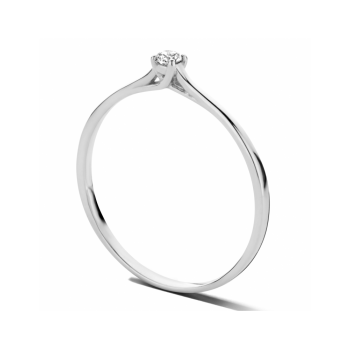 14krt witgouden solitairring met diamant 0.05ct h si (S014) - 619079