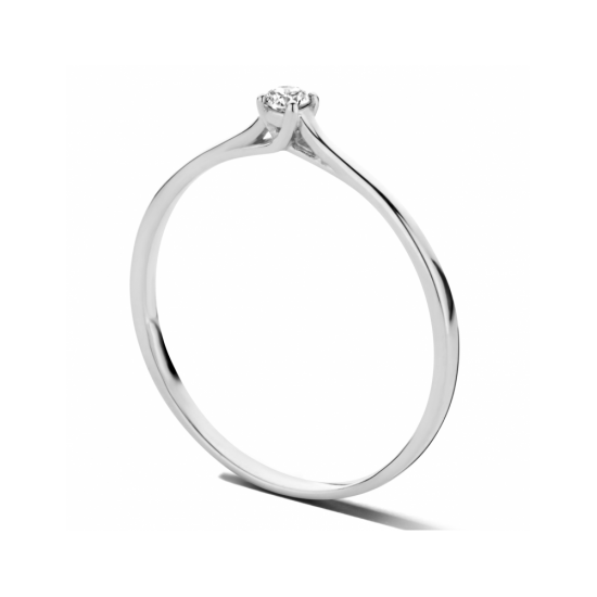 14krt witgouden solitairring met diamant 0.05ct h si (S014) - 619079