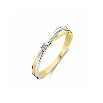 14krt bicolor gouden ring overslag met diamant 0.03ct H SI (S456) - 619082