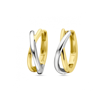 14krt bicolor gouden creolen 16.5x5mm - 621376