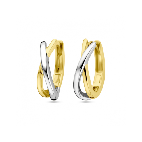 14krt bicolor gouden creolen 16.5x5mm - 621376 14krt bicolor gouden creolen 16.5x5mm - 621376