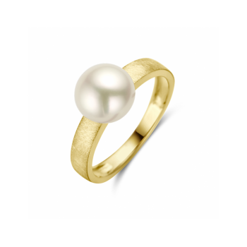 14krt gouden ring met zoetwaterparel 8.5mm gescratcht maat 17.75 - 618820
