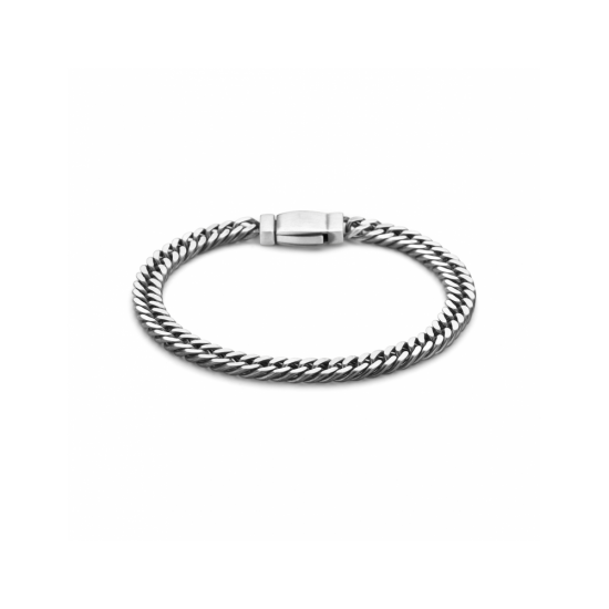 Zilver armband gourmette 4-zijde geslepen 21cm 6.7mm geoxideerd - 618808