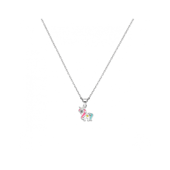 Zilveren collier emaille eenhoorn 36 + 4 cm - 621320