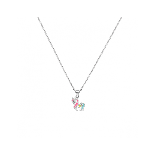 Zilveren collier emaille eenhoorn 36 + 4 cm - 621320