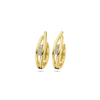 14krt gouden creolen met diamant 6-0.10crt H SI - 621383 14krt gouden creolen met diamant 6-0.10crt H SI - 621383