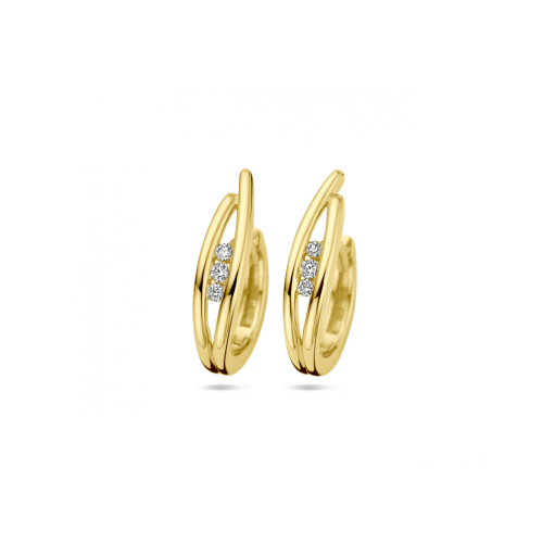14krt gouden creolen met diamant 6-0.10crt H SI - 621383