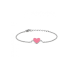 Zilveren armband hart roze emaille 13 + 2 cm - 620133