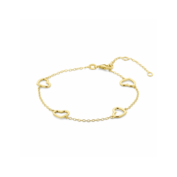 14krt gouden armband met hartjes 16 - 17,5 - 19 cm - 619672