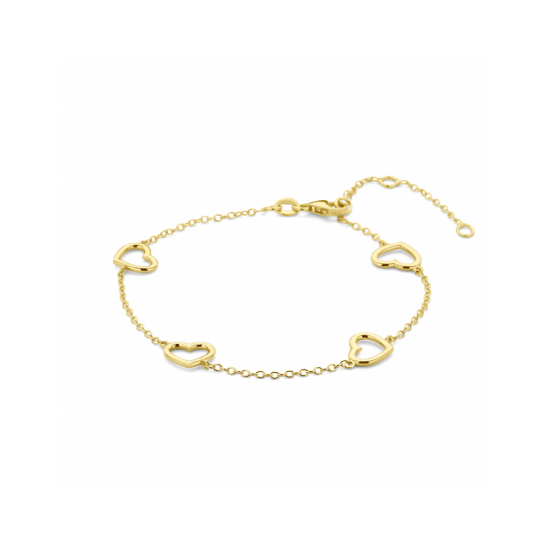 14krt gouden armband met hartjes 16 - 17,5 - 19 cm - 619672