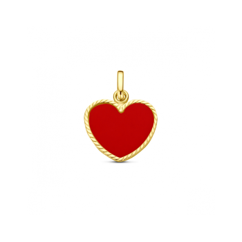 14krt gouden hanger hartje rode epoxy - 620393