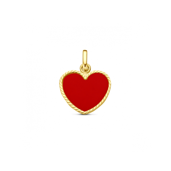 14krt gouden hanger hartje rode epoxy - 620393