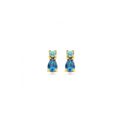 14krt gouden oorknoppen met london blue topaas en sky blue topaas - 621278 14krt gouden oorknoppen met london blue topaas en sky blue topaas - 621278