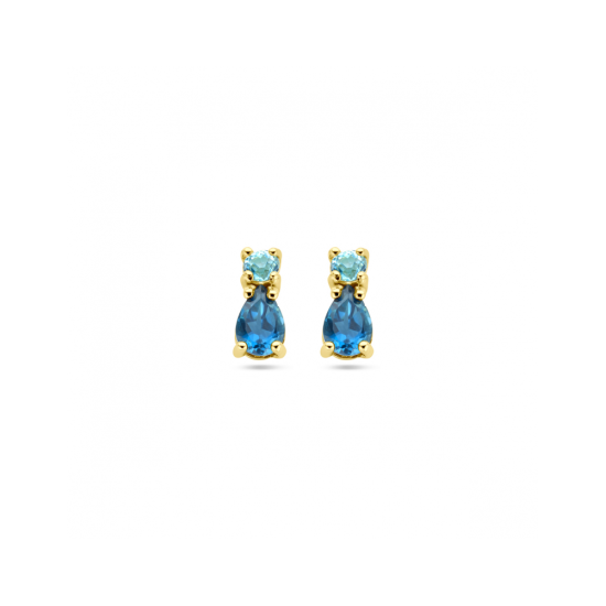 14krt gouden oorknoppen met london blue topaas en sky blue topaas - 621278 14krt gouden oorknoppen met london blue topaas en sky blue topaas - 621278