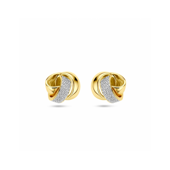 14krt gouden oorknoppen knoop met diamant 0.19ct (2x 0.095ct) H SI - 619551