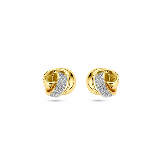 14krt gouden oorknoppen knoop met diamant 0.19ct (2x 0.095ct) H SI - 619551