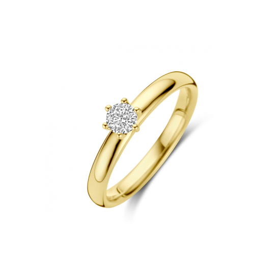 14krt gouden solitairring met diamant 0.25ct H SI - 620350
