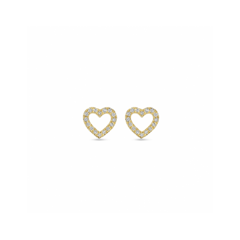 14krt gouden oorknoppen hart met diamant 0.11ct (2x 0.055ct) h si 7 mm - 619527