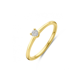 14krt gouden solitairring met diamant 0.10ct H SI - 620351