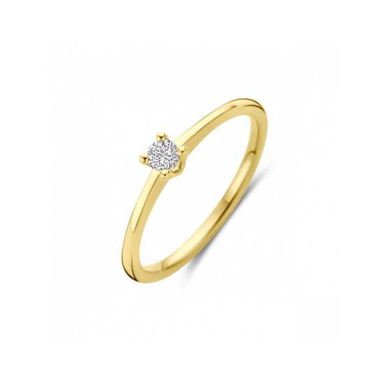 14krt gouden solitairring met diamant 0.10ct H SI - 620351