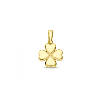 14krt gouden hanger klavertje 16 mm - 620764