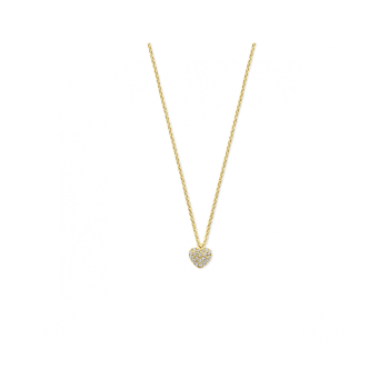 14krt gouden collier hartje diamant 0.09ct  H SI 40+2+2cm - 620627