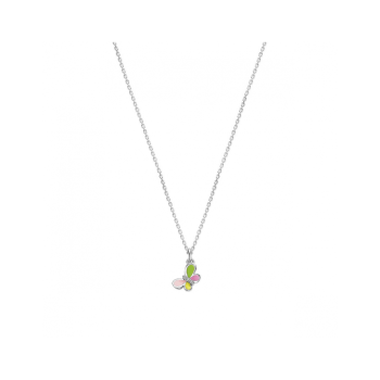 ZIlveren collier vlinder zirkonia emaille 36 + 4 cm - 621321