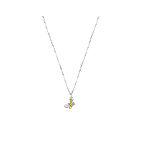 ZIlveren collier vlinder zirkonia emaille 36 + 4 cm - 621321