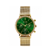 ZINZI horloge CHRONOGRAPH 36mm stopwatch groene wijzerplaat, geelgoudkleurige stalen kast met crystals, geelgoudkleurige stalen mesh band 18mm ZIW1635 - 621239
