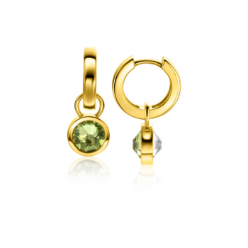 ZINZI zilveren oorbedels swarovski dubbel groen/wit 9mm ZICH1006G (zonder oorringen) - 620966