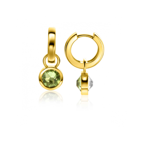 ZINZI zilveren oorbedels swarovski dubbel groen/wit 9mm ZICH1006G (zonder oorringen) - 620966