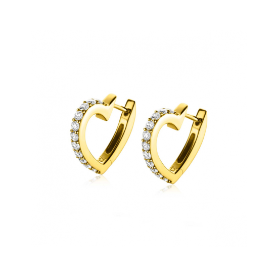 ZINZI zilveren creolen in hartvorm 18x2.5mm verguld met zirkonia ZIO2195Y - 620842