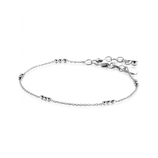 ZINZI zilveren armband met fijne jasseron schakel en vijf trio-bolletjes 17-20cm ZIA2465 - 620557