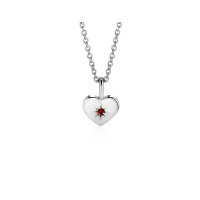 ZINZI zilveren hanger JANUARI hart geboortesteen rood granaat zirconia (zonder collier) - 621345
